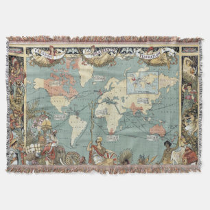 ヴィンテージの大英帝国の世界地図(1886年) スローブランケット