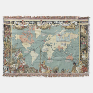 ヴィンテージの大英帝国の世界地図(1886年) スローブランケット