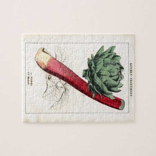 ヴィンテージの大黄の植物のプリント ジグソーパズル (横)