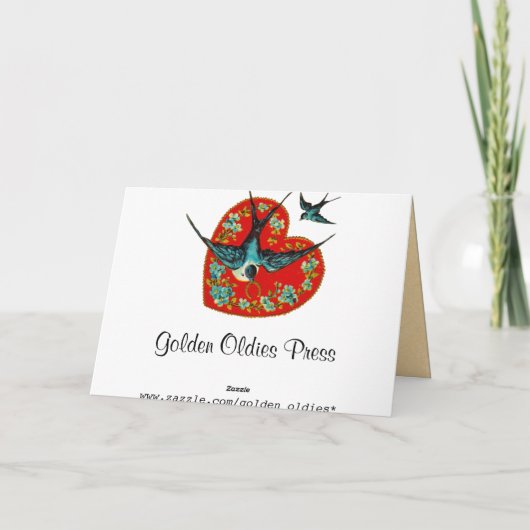 ヴィンテージの天使およびハートのバレンタインカード シーズンカード (裏面)