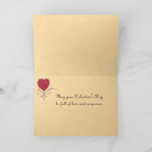 ヴィンテージの天使およびハートのバレンタインカード シーズンカード (内部)