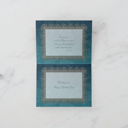 ヴィンテージの天使およびバレンタインのハート シーズンカード (内部)