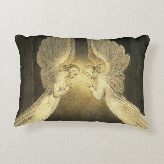 ヴィンテージの天使がイエス・キリストの上を舞う アクセントクッション (裏面)