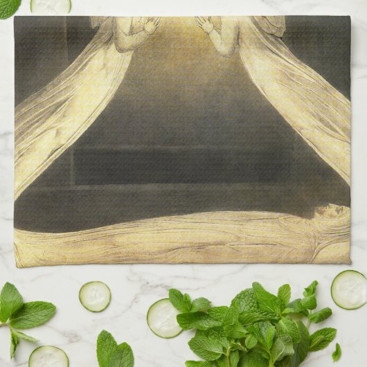 ヴィンテージの天使がイエス・キリストの上を舞う キッチンタオル (折り畳み)