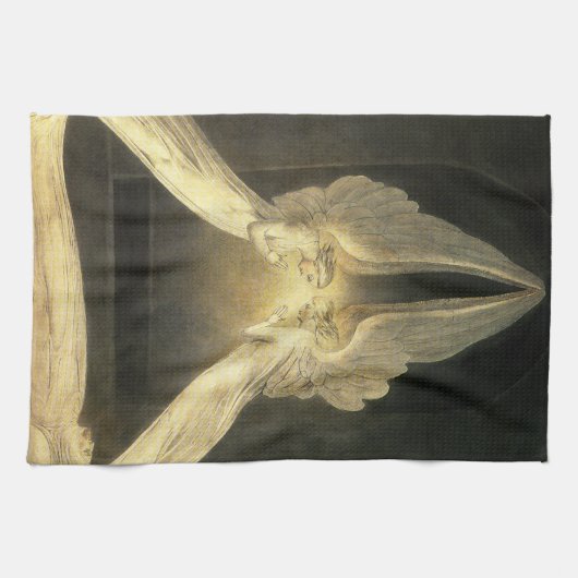 ヴィンテージの天使がイエス・キリストの上を舞う キッチンタオル (横)