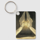 ヴィンテージの天使がイエス・キリストの上を舞う キーホルダー (正面)