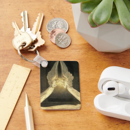 ヴィンテージの天使がイエス・キリストの上を舞う キーホルダー (デスク)