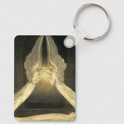 ヴィンテージの天使がイエス・キリストの上を舞う キーホルダー (裏面)