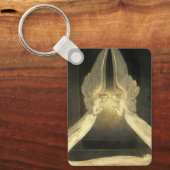 ヴィンテージの天使がイエス・キリストの上を舞う キーホルダー (正面)