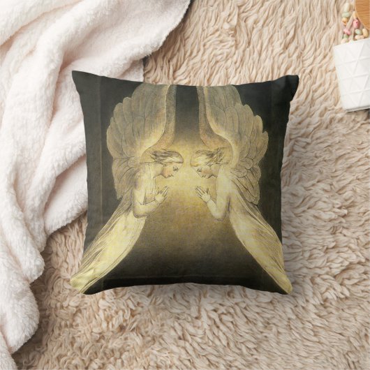 ヴィンテージの天使がイエス・キリストの上を舞う クッション (ブランケット)