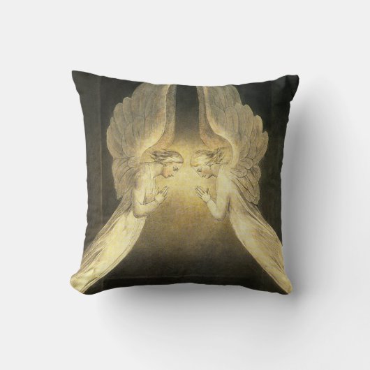 ヴィンテージの天使がイエス・キリストの上を舞う クッション (正面)