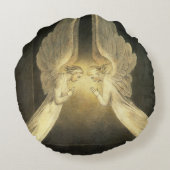 ヴィンテージの天使がイエス・キリストの上を舞う ラウンドクッション (裏面)