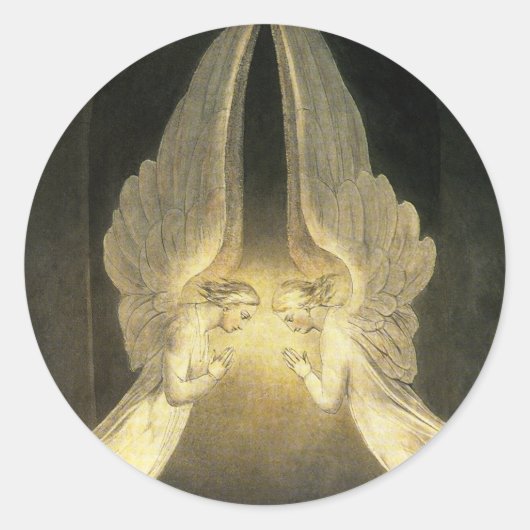 ヴィンテージの天使がイエス・キリストの上を舞う ラウンドシール (正面)