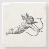 ヴィンテージの天使のキューピッド ラブ ストーンコースター (正面)