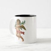 ヴィンテージの天使のベビーの天使のデザイン ツートーンマグカップ (正面左)