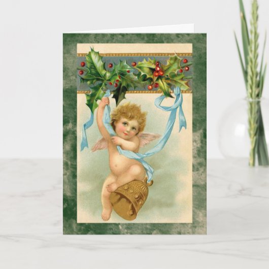 ヴィンテージの天使の天使のクリスマスの休日カード シーズンカード (正面)