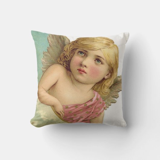 ヴィンテージの天使の女の子のアクセントの枕 クッション (正面)