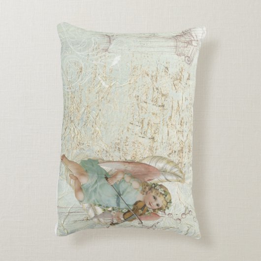 ヴィンテージの天使の素朴な長方形の装飾用クッション アクセントクッション (裏面(縦))