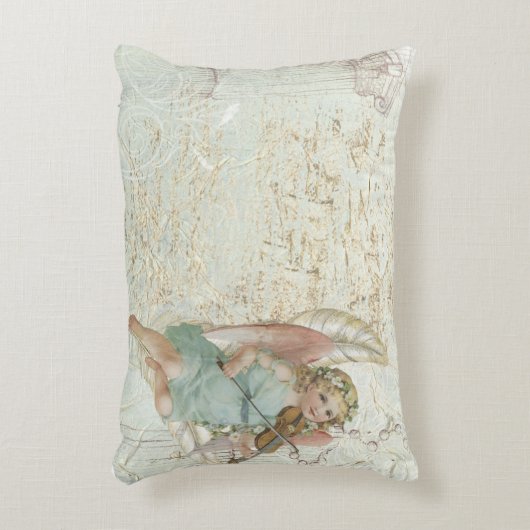 ヴィンテージの天使の素朴な長方形の装飾用クッション アクセントクッション (正面(垂直))
