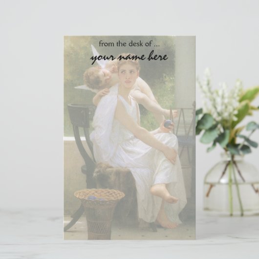 ヴィンテージの天使の芸術、Bouguereau著中断する仕事 便箋 (スタンド正面)