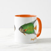 ヴィンテージの天使パーソナライズされた魚 マグカップ (正面右)
