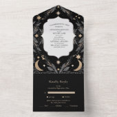 ヴィンテージの天月の星結婚星 オールインワン招待状 (内側)