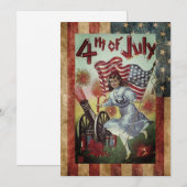 ヴィンテージの女の子が7月4日に出かける シーズンカード (正面/裏面)