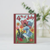 ヴィンテージの女の子が7月4日に出かける ポストカード (スタンド正面)