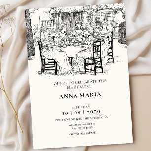 ヴィンテージの女の子たちとお茶 招待状