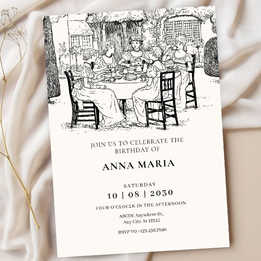 ヴィンテージの女の子たちとお茶 招待状