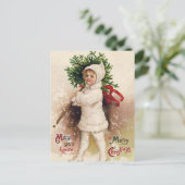 ヴィンテージの女の子とクリスマスツリー,エレン・クラッサドル シーズンポストカード (スタンド正面)