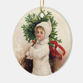 ヴィンテージの女の子とクリスマスツリー，エレン・クラッサドル セラミックオーナメント (左)