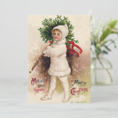 ヴィンテージの女の子とクリスマスツリー，エレン・クラッサドル 招待状 (スタンド正面)