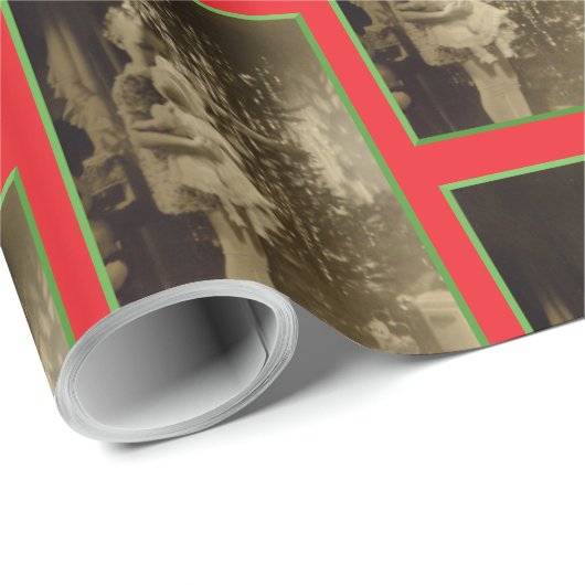 ヴィンテージの女の子と人形のクリスマス ラッピングペーパー (ロールコーナー)