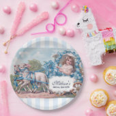 ヴィンテージの女の子と子羊 – ブライダル茶 ペーパープレート (パーティー)