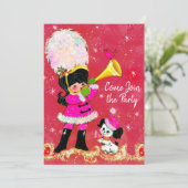 ヴィンテージの女の子と犬のクリスマスと新年 招待状 (スタンド正面)