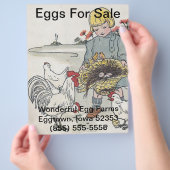 ヴィンテージの女の子と鶏、Eは卵 チラシ (手)