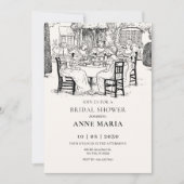 ヴィンテージの女の子のお茶ブライダルシャワー 招待状