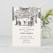 ヴィンテージの女の子のお茶ブライダルシャワー 招待状 (スタンド正面)