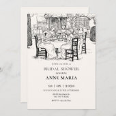 ヴィンテージの女の子のお茶ブライダルシャワー 招待状