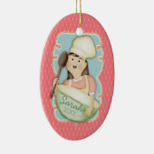 ヴィンテージの女の子のシェフの混合ボールのクリスマスのオーナメント セラミックオーナメント (右)