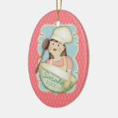 ヴィンテージの女の子のシェフの混合ボールのクリスマスのオーナメント セラミックオーナメント (左)