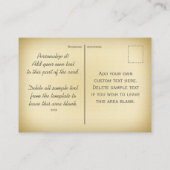 ヴィンテージの女の子のポートレートの小型郵便はがきの名刺 名刺 (裏面)