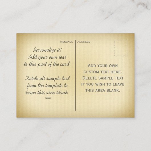 ヴィンテージの女の子のポートレートの小型郵便はがきの名刺 名刺 (裏面)