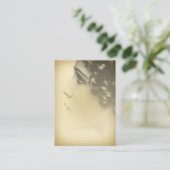 ヴィンテージの女の子のポートレートの小型郵便はがきの名刺 名刺 (スタンド正面)