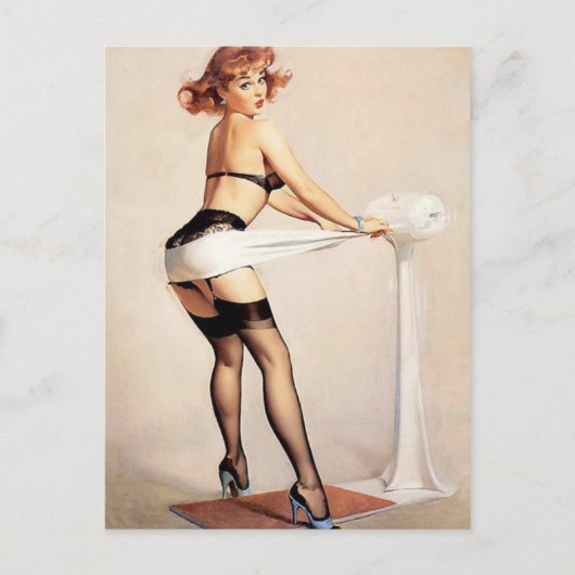 ヴィンテージの女の子の上のいけないフィットネスの教祖Pin ポストカード (正面)