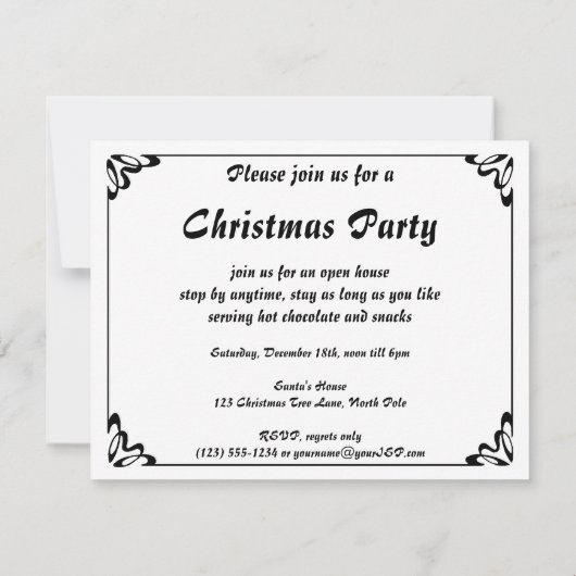 ヴィンテージの女の子の人形クリスマスパーティの招待状 招待状 (裏面)