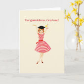 ヴィンテージの女の子の卒業の挨拶状 カード (黄色い花)