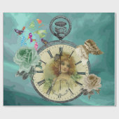 ヴィンテージの女の子の時計腕時計の包装紙 ラッピングペーパー (フラット)