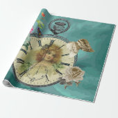 ヴィンテージの女の子の時計腕時計の包装紙 ラッピングペーパー (アンロールド)